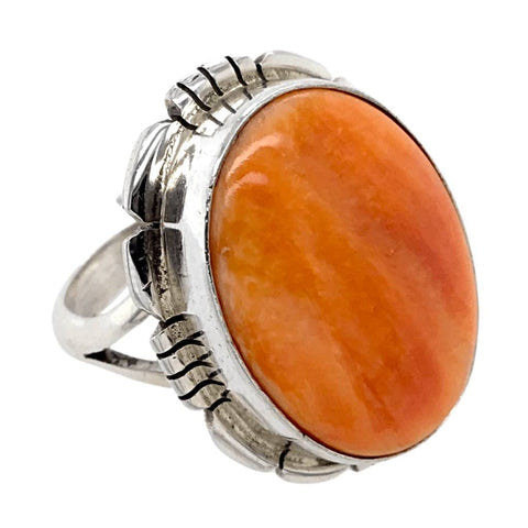 Image of Native American Ring - Navajo Orange Striated Spiny Oyster Ring