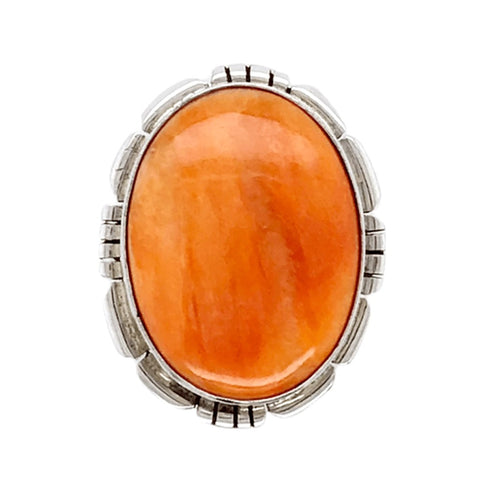 Image of Native American Ring - Navajo Orange Striated Spiny Oyster Ring