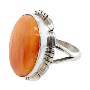 Native American Ring - Navajo Orange Striated Spiny Oyster Ring