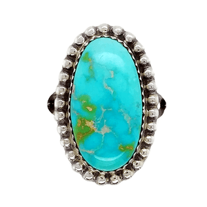 Native American Ring - Navajo Oval Forest Sonoran Turquoise Ring