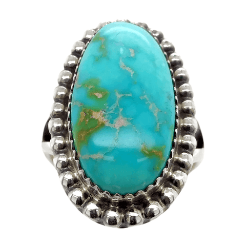 Image of Native American Ring - Navajo Oval Forest Sonoran Turquoise Ring