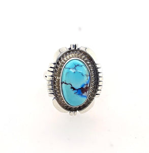 Native American Ring - Navajo Oval Golden Hills Turquoise Ring - Native American