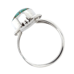 Native American Ring - Navajo Oval Green And Blue Sonoran Turquoise Ring