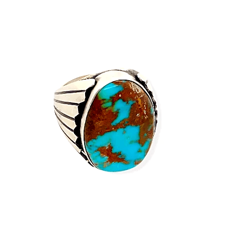 Image of Native American Ring - Navajo Oval Royston Turquoise Ring - Paul Livingston
