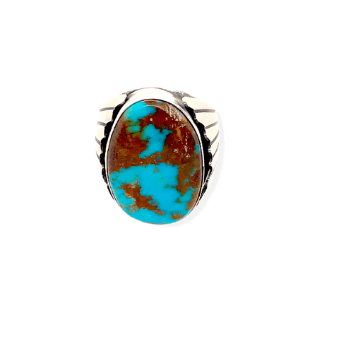 Image of Native American Ring - Navajo Oval Royston Turquoise Ring - Paul Livingston
