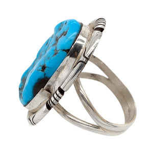 Native American Ring - Navajo Rough Sleeping Beauty Turquoise Embellished Ring