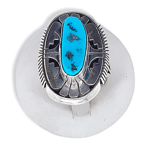 Native American Ring - Navajo Sleeping Beauty Turquoise Ring By Eugene Belone