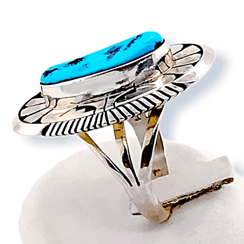 Image of Native American Ring - Navajo Sleeping Beauty Turquoise Ring By Eugene Belone