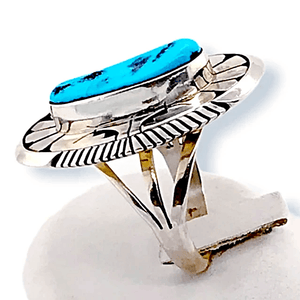 Native American Ring - Navajo Sleeping Beauty Turquoise Ring By Eugene Belone