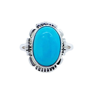 Native American Ring - Navajo Sleeping Beauty Turquoise Sterling Silver Ring - Native American