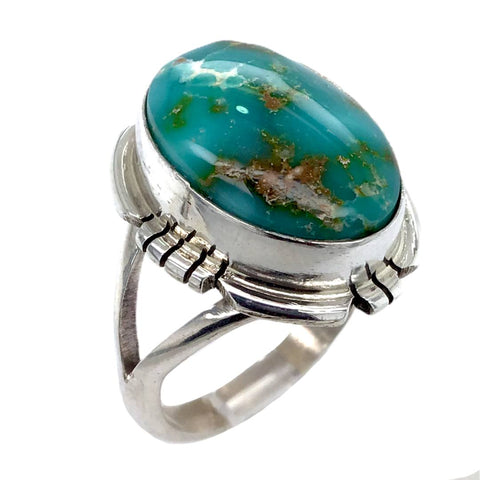 Image of Native American Ring - Navajo Sonoran Turquoise Ring -Plain Setting