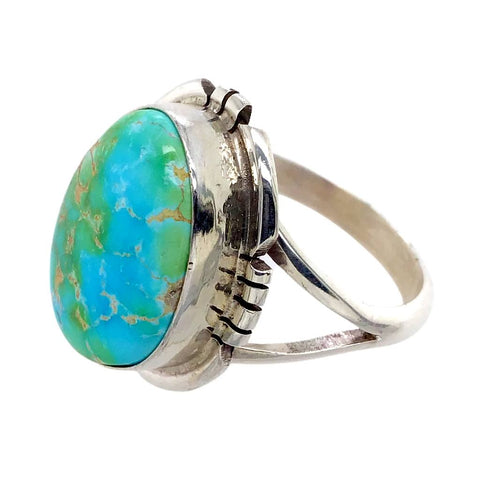 Image of Native American Ring - Navajo Sonoran Turquoise Ring -Plain Setting