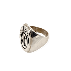 Native American Ring - Navajo Sterling Silver Ring With Bear Detail