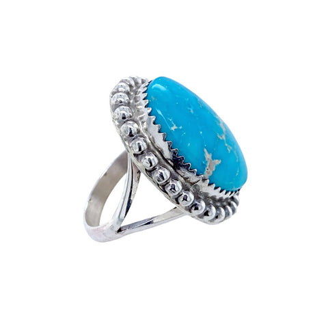 Image of Native American Ring - Navajo Turquoise Mountain Turquoise Sterling Silver Ring - Samson Edsitty - Native American