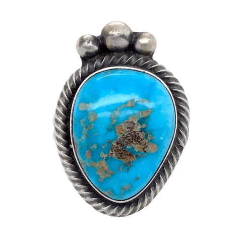 Image of Native American Ring - Navajo Turquoise Triangle Kingman Turquoise Embellished Ring