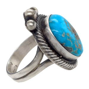 Native American Ring - Navajo Turquoise Triangle Kingman Turquoise Embellished Ring