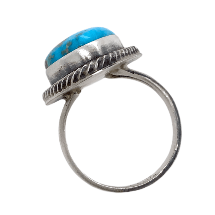 Native American Ring - Navajo Turquoise Triangle Kingman Turquoise Embellished Ring