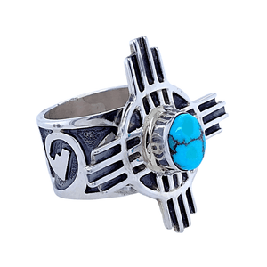 Native American Ring - Navajo Turquoise Zia Ring