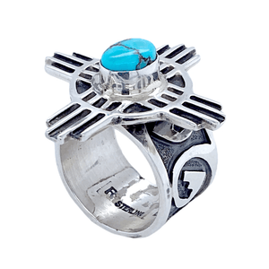 Native American Ring - Navajo Turquoise Zia Ring