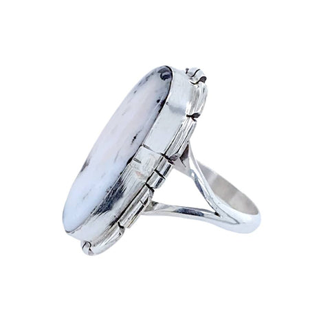 Image of Native American Ring - Navajo White Buffalo Sterling Silver Ring - Samson Edsitty - Native American
