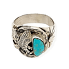 Native American Ring - Paul Livingston Kingman Turquoise Ring With Eagle Detail - Navajo