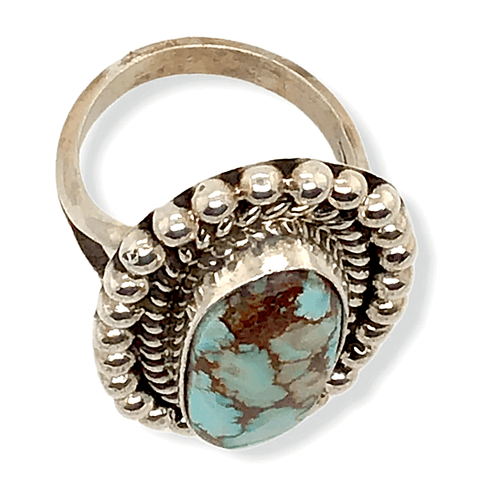 Image of Native American Ring - SOLD Navajo Golden Hills Turquoise Rin.g With Twisted Silver