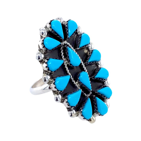 Image of Native American Ring - Zuni Petit Point Sleeping Beauty Turquoise Ring - Veronica Martza - Native American