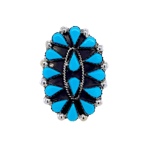 Image of Native American Ring - Zuni Petit Point Sleeping Beauty Turquoise Ring - Veronica Martza - Native American