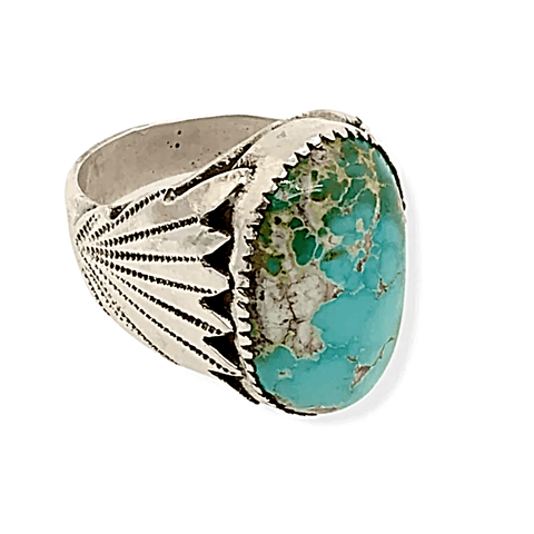 Image of Native American Ring - Zuni Royston Turquoise And Sterling Silver Ring -Robert Leekya