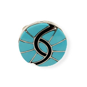 Native American Ring - Zuni Sleeping Beauty Turquoise Inlay Ring - Amy Quandelacy