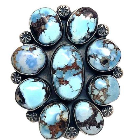 Image of Sold Navajo Golden Hills Turquoise Cluster Ring - Native American