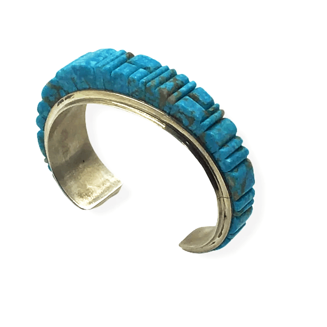 Navajo Inlay Turquoise Bracelet -Melvin Francis & Lester James - Native American