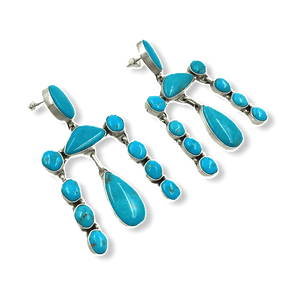 Sold Navajo Kingman Turquoise Chandelier Earrings - Native American