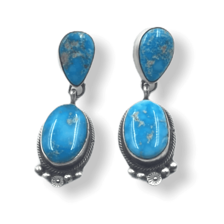 Navajo Kingman Turquoise Dangle Post E.arrings