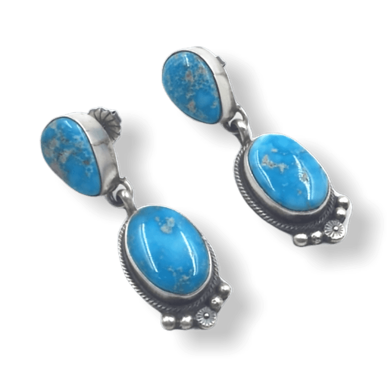 Navajo Kingman Turquoise Dangle Post E.arrings