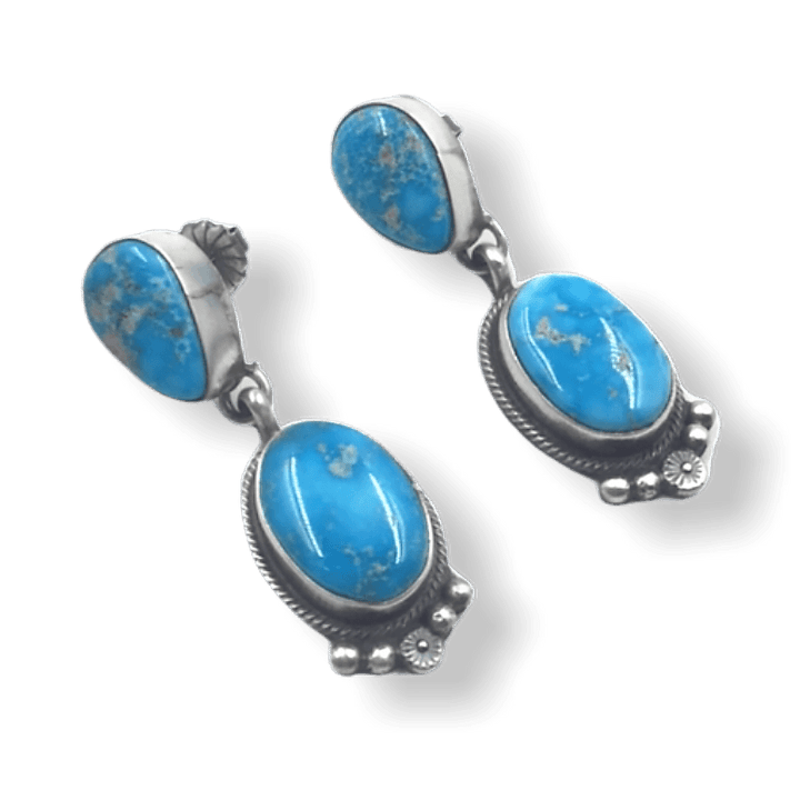 Navajo Kingman Turquoise Dangle Post E.arrings