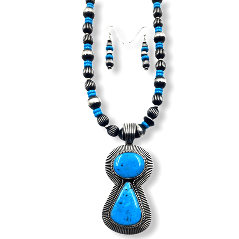 Image of Sold Navajo Kingman Turquoise set- Albert Jake - Native American