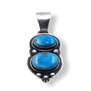 SOLD Navajo Kingman Turquoise Pend. 2 Stone