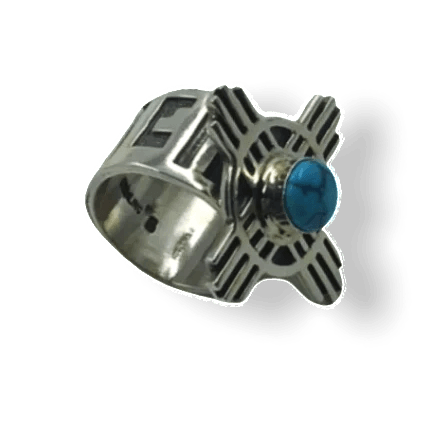 Image of Sold Kingman Turquoise Zia Sterling Silver Ring - Native American