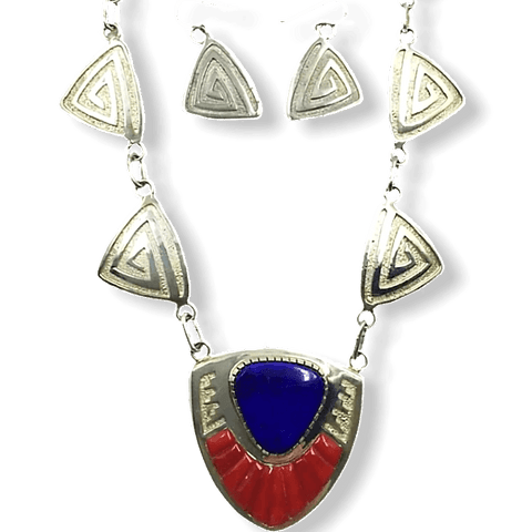 Image of SOLD Navajo Lapis and Coral N.ecklace - Native American