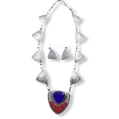 Image of SOLD Navajo Lapis and Coral N.ecklace - Native American