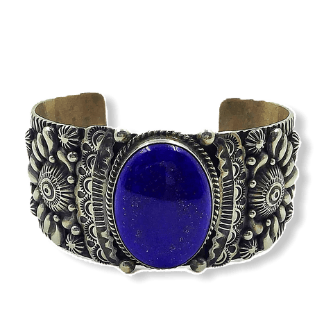 Image of Sold Navajo Lapis Intricate Silver Work  - Native American