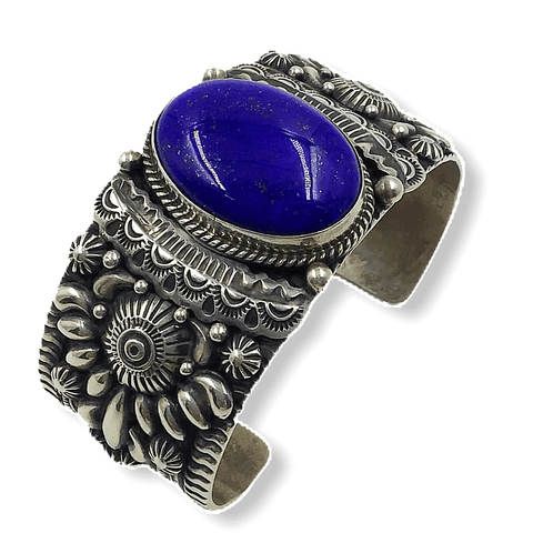 Image of Sold Navajo Lapis Intricate Silver Work  - Native American