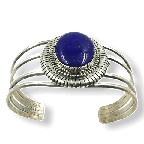 Image of SOLD Navajo Lapis Lazuli Br.acelet-Fancy Bezel