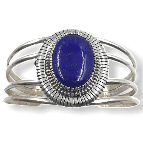Image of SOLD Navajo Lapis Lazuli Br.acelet-Fancy Bezel
