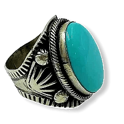 Navajo Large Stone Turquoise Ri.ng-D. Mike