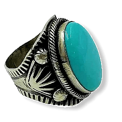 Image of Navajo Large Stone Turquoise Ri.ng-D. Mike