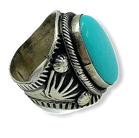 Navajo Large Stone Turquoise Ri.ng-D. Mike