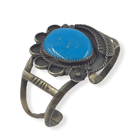 Image of Navajo Pawn Kingman Turquoise Leaf Bracelet - Native American