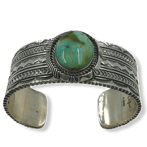 Image of Sold Navajo Royston Turquoise Stamped B.racelet - Native American